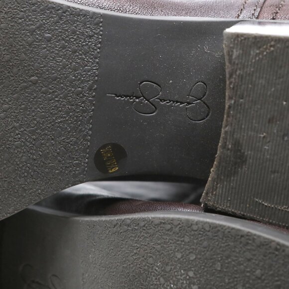 Jessica Simpson Cobra Brown Leather Over Knee Boots Fold Down Cuff Classic - Picture 12 of 14